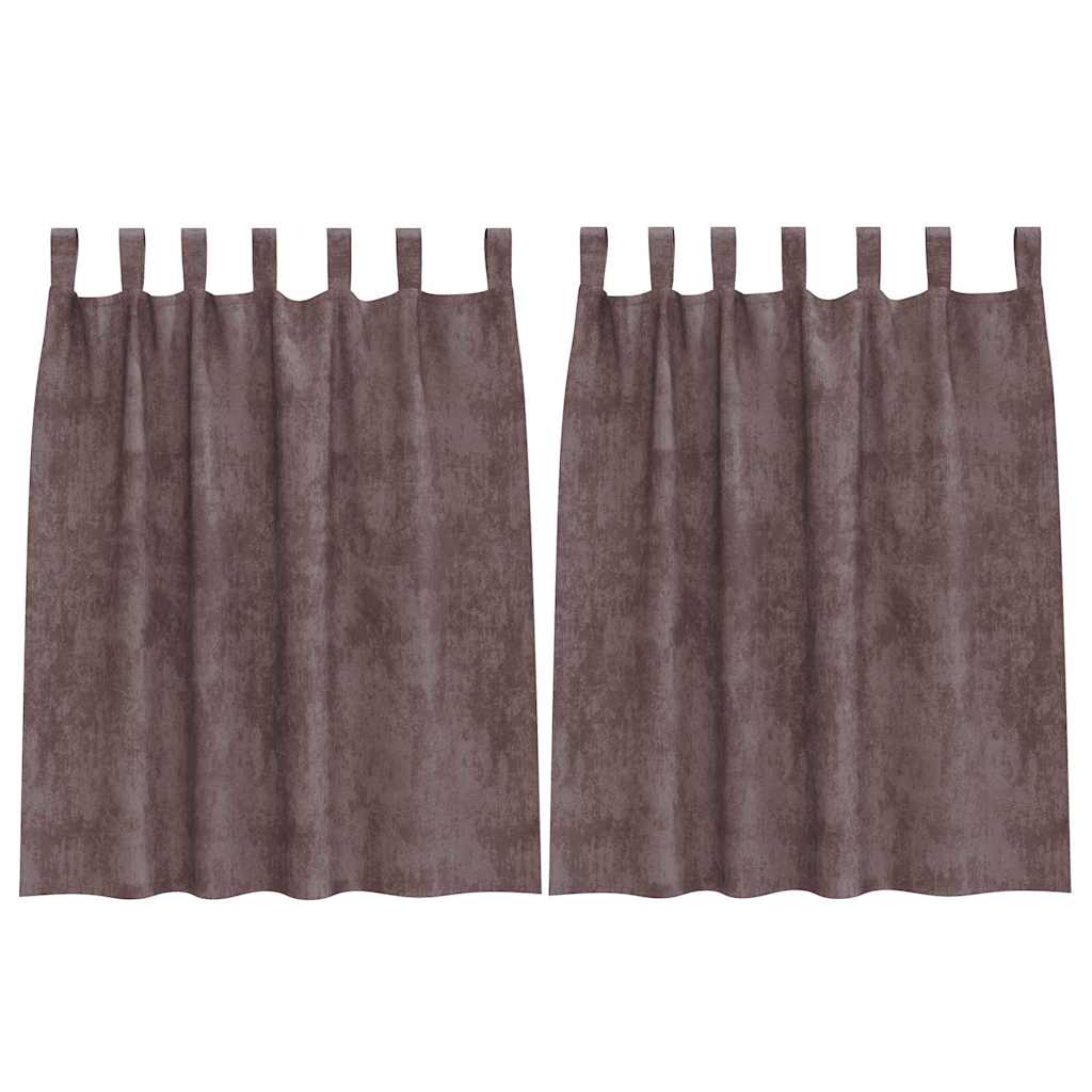 Baršunaste zavjese sa zavjesama 2 pcs Smeđa 140 x 140 cm Baršun