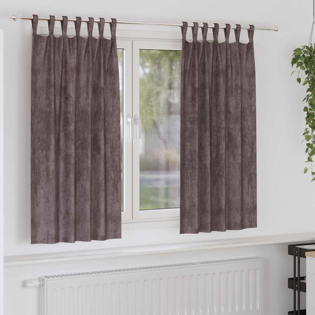 Baršunaste zavjese sa zavjesama 2 pcs Smeđa 175 x 140 cm Baršun