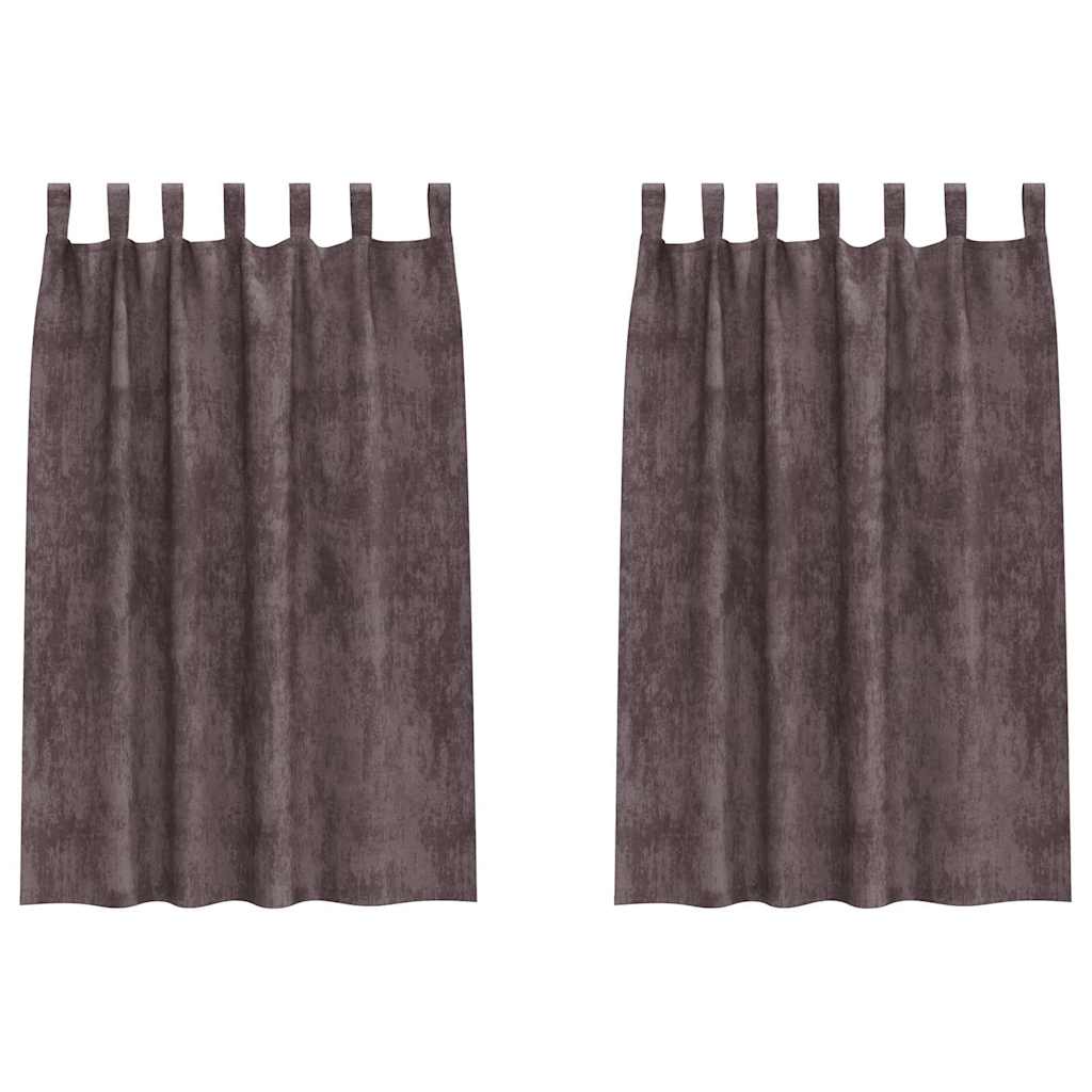 Baršunaste zavjese sa zavjesama 2 pcs Smeđa 175 x 140 cm Baršun