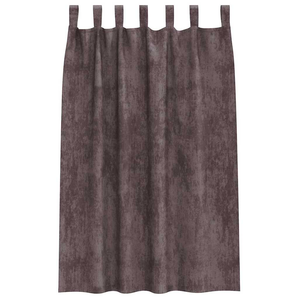 Baršunaste zavjese sa zavjesama 2 pcs Smeđa 175 x 140 cm Baršun