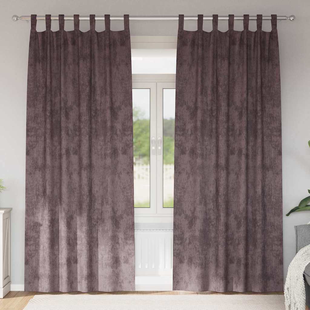 Baršunaste zavjese sa zavjesama 2 pcs Smeđa 225 x 140 cm Baršun