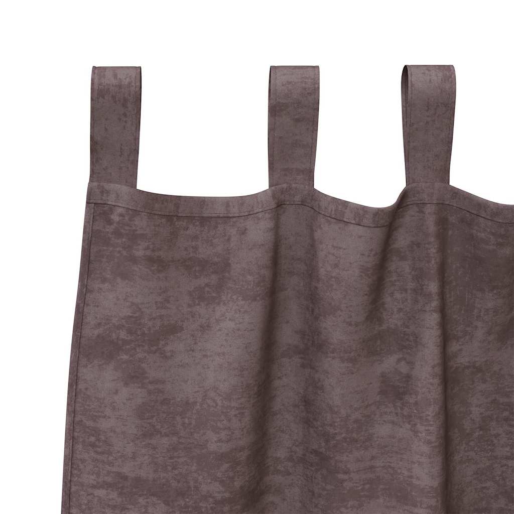 Baršunaste zavjese sa zavjesama 2 pcs Smeđa 260 x 140 cm Baršun