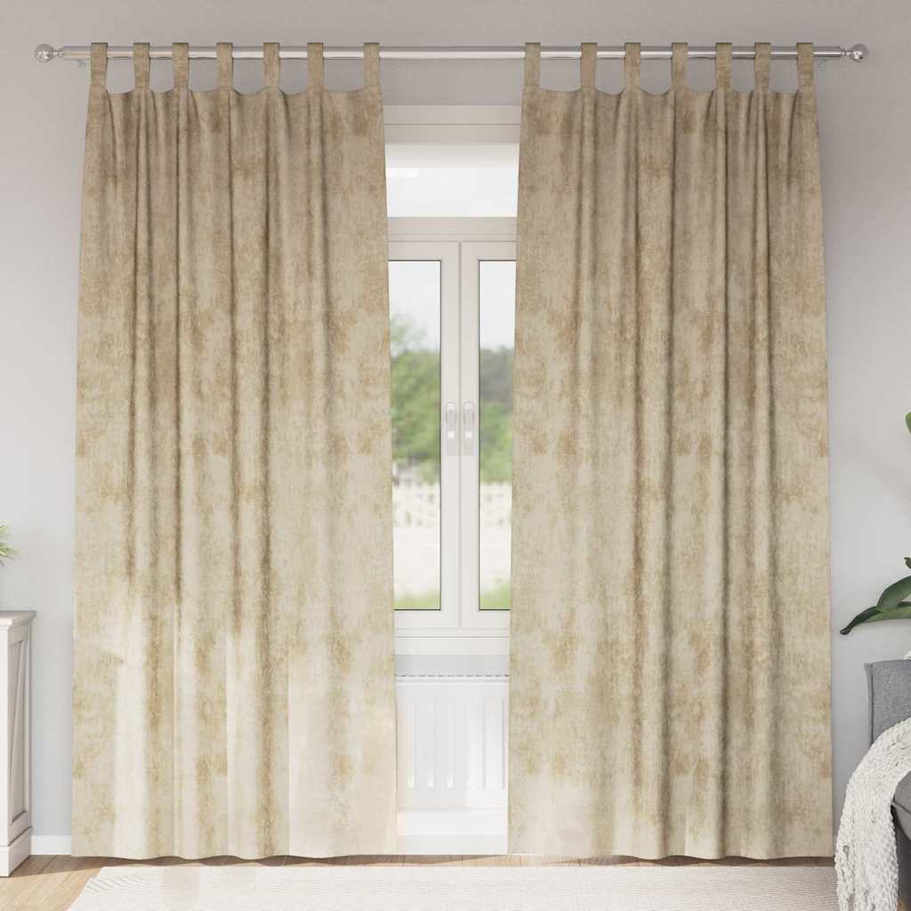 Baršunaste zavjese sa zavjesama 2 pcs Krema 245 x 140 cm Baršun