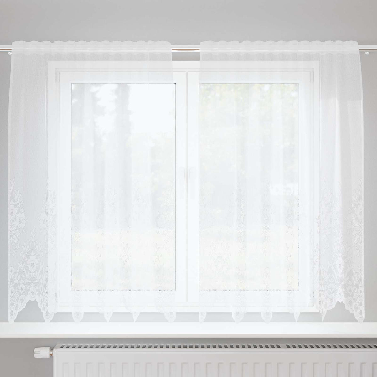 Čipkasta zavjesa sa zavjesama Bijelo 180 x 150 cm Poliester