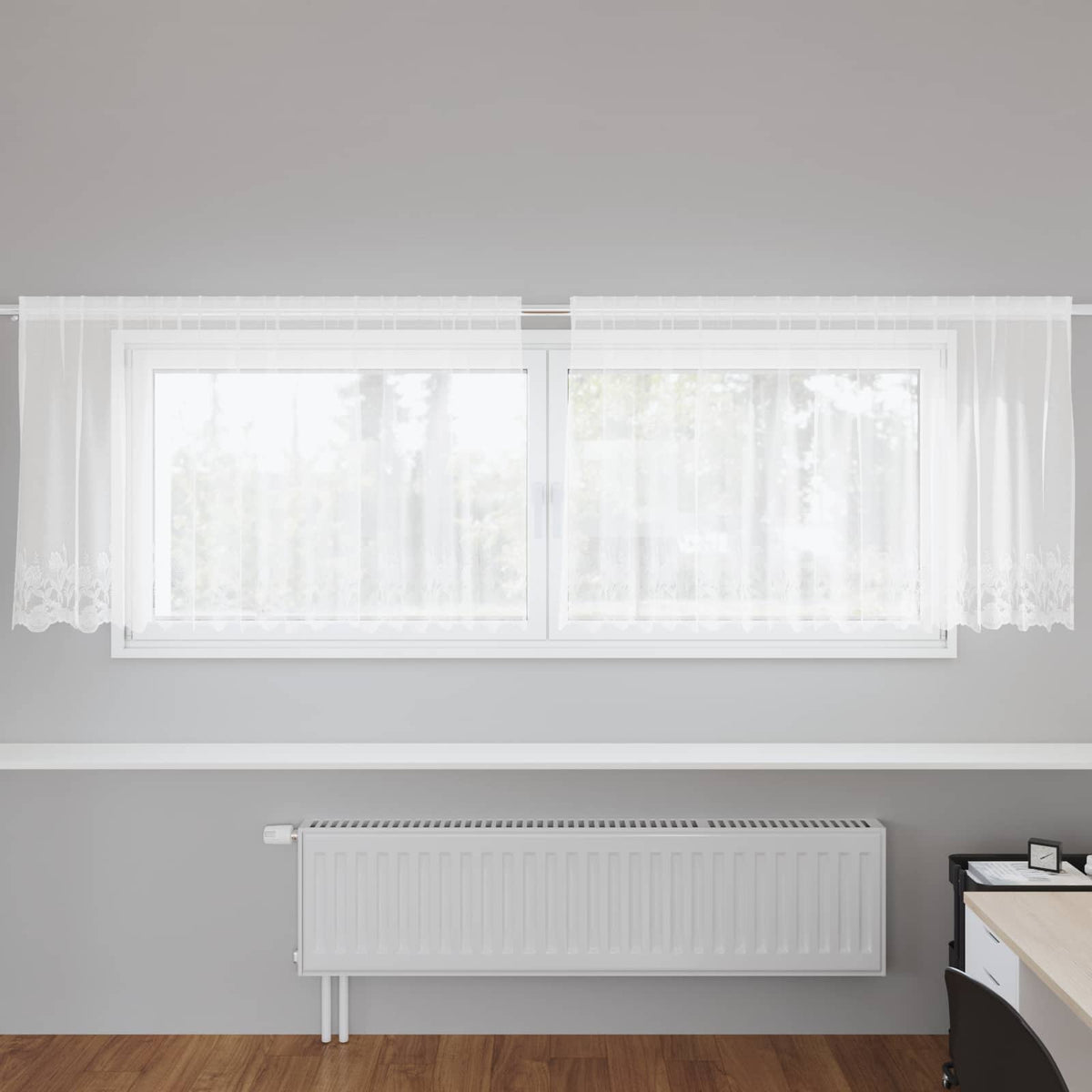 Čipkasta zavjesa sa zavjesama Bijelo 80 x 300 cm Poliester