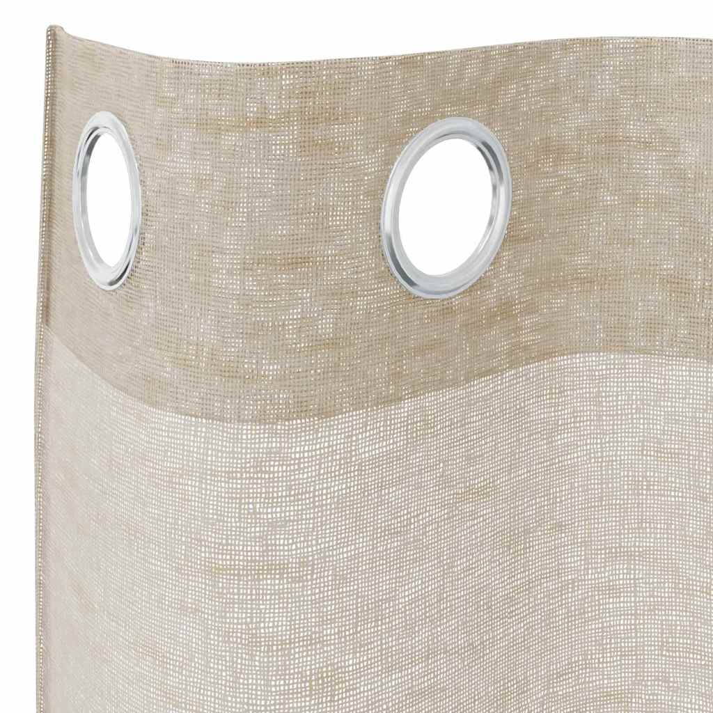 Voile zavjesa sa zavjesama 2 pcs Pijesak 175 x 140 cm Poliester