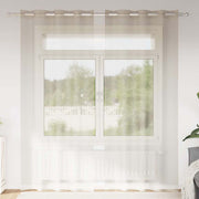 Voile zavjesa sa zavjesama 2 pcs Pijesak 245 x 140 cm Poliester