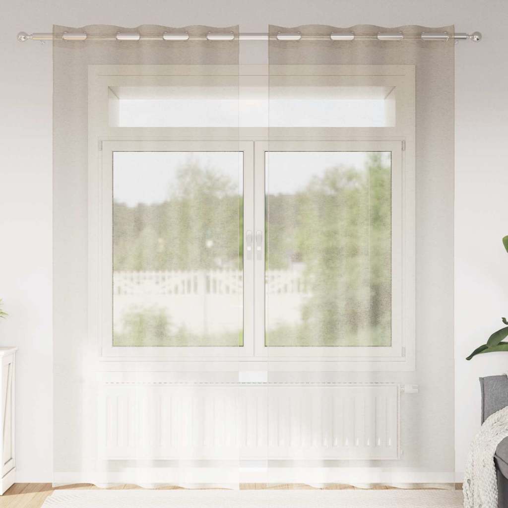 Voile zavjesa sa zavjesama 2 pcs Pijesak 260 x 140 cm Poliester