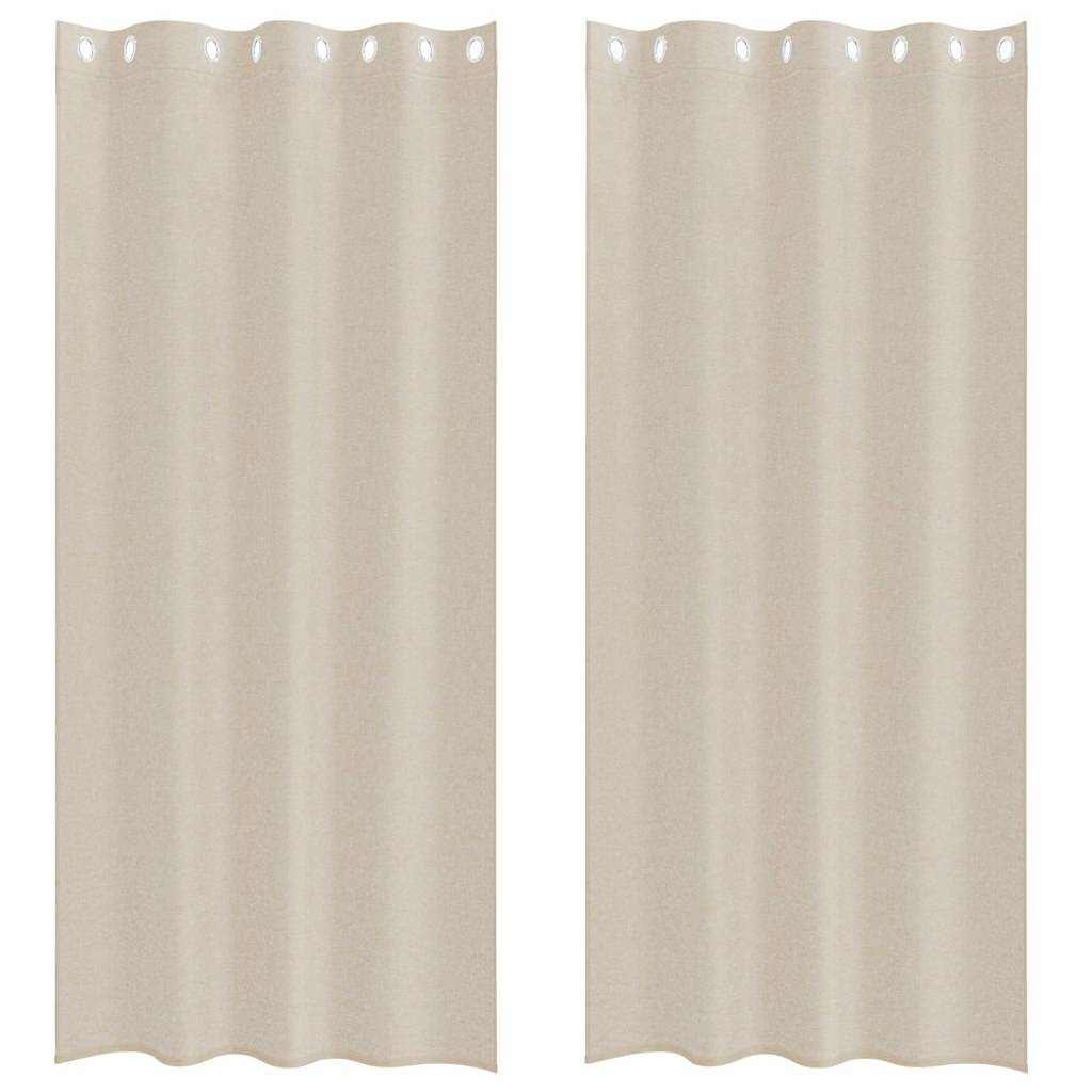 Voile zavjesa sa zavjesama 2 pcs Pijesak 260 x 140 cm Poliester
