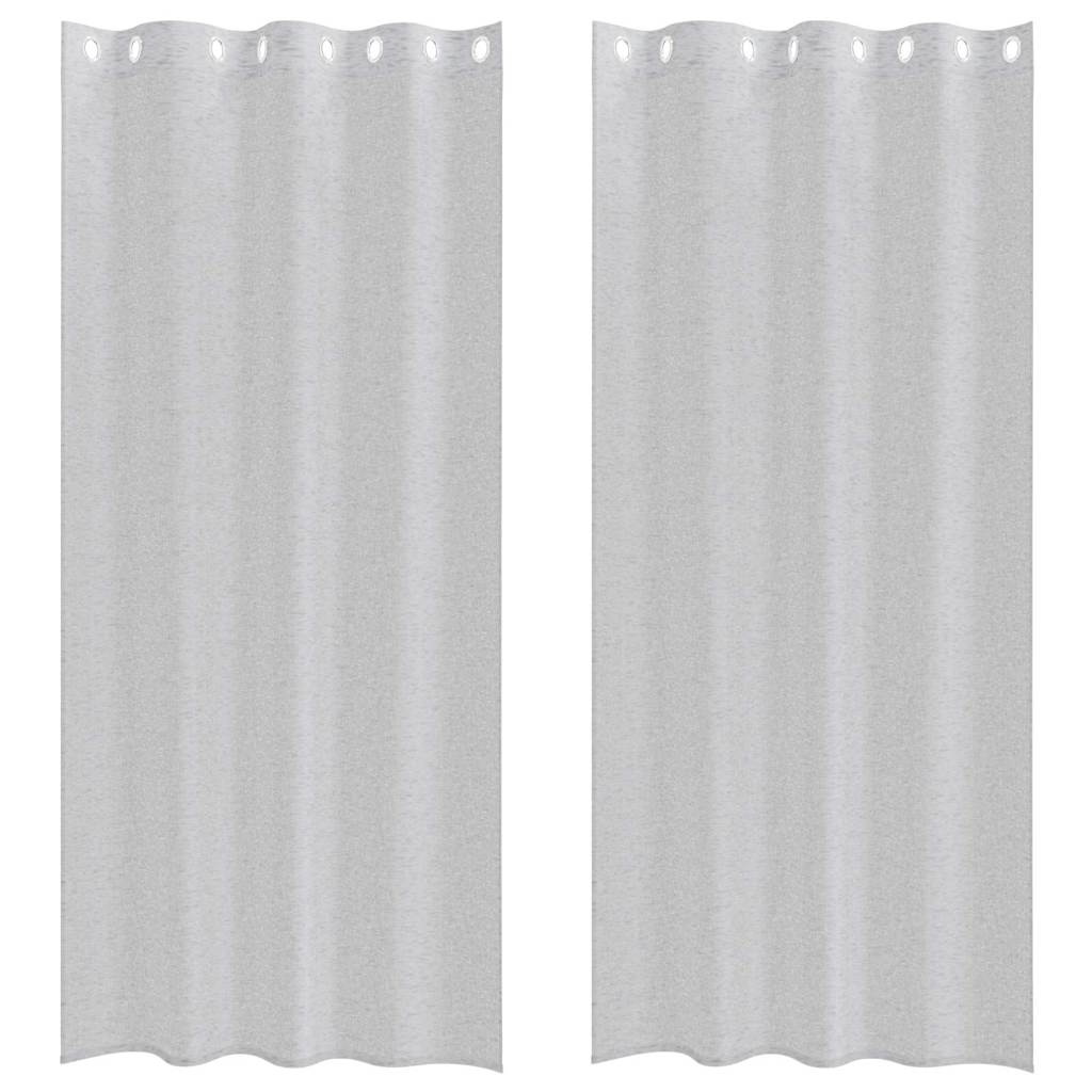 Voile zavjesa 2 pcs Svijetlo siva 225 x 140 cm Poliester