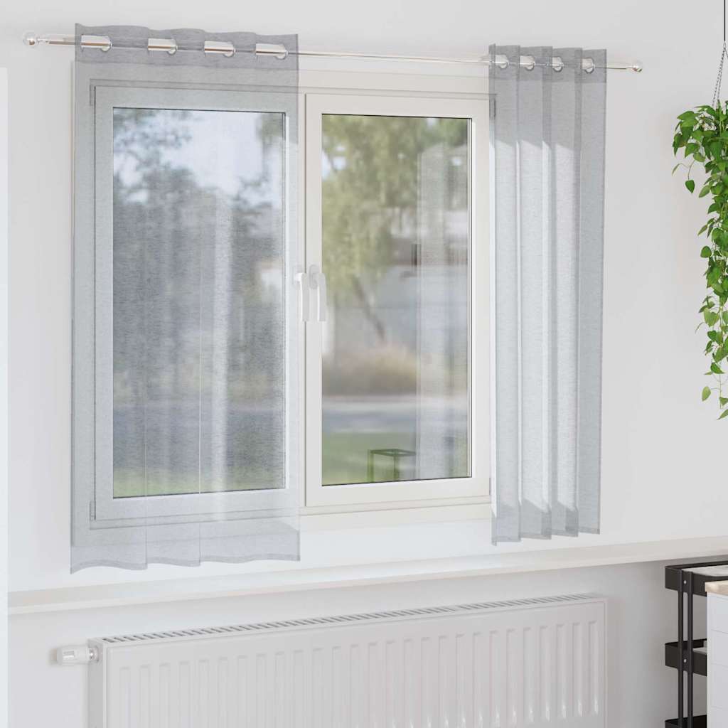 Voile zavjesa 2 pcs Tamno siva 175 x 140 cm Poliester