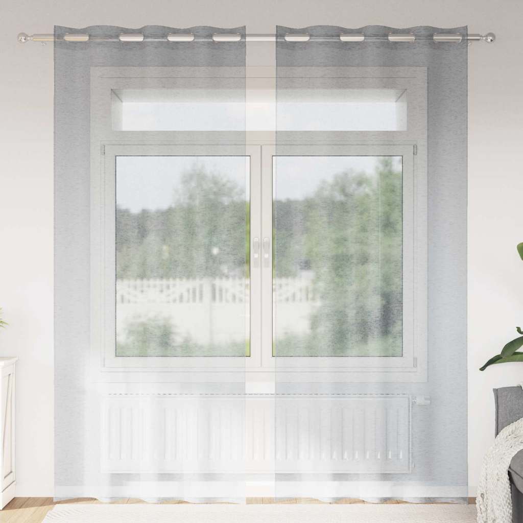 Voile zavjesa 2 pcs Tamno siva 245 x 140 cm Poliester
