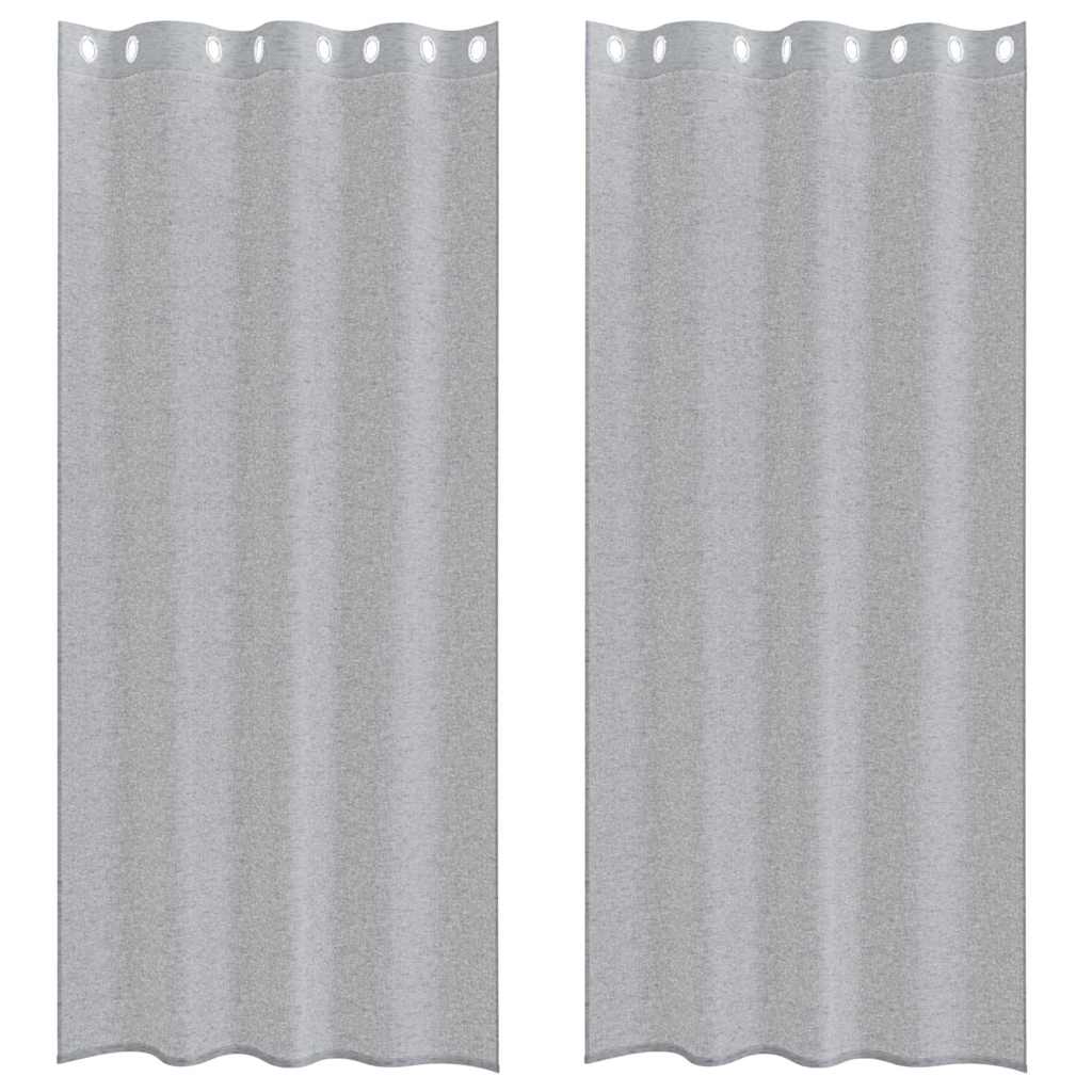 Voile zavjesa 2 pcs Tamno siva 245 x 140 cm Poliester