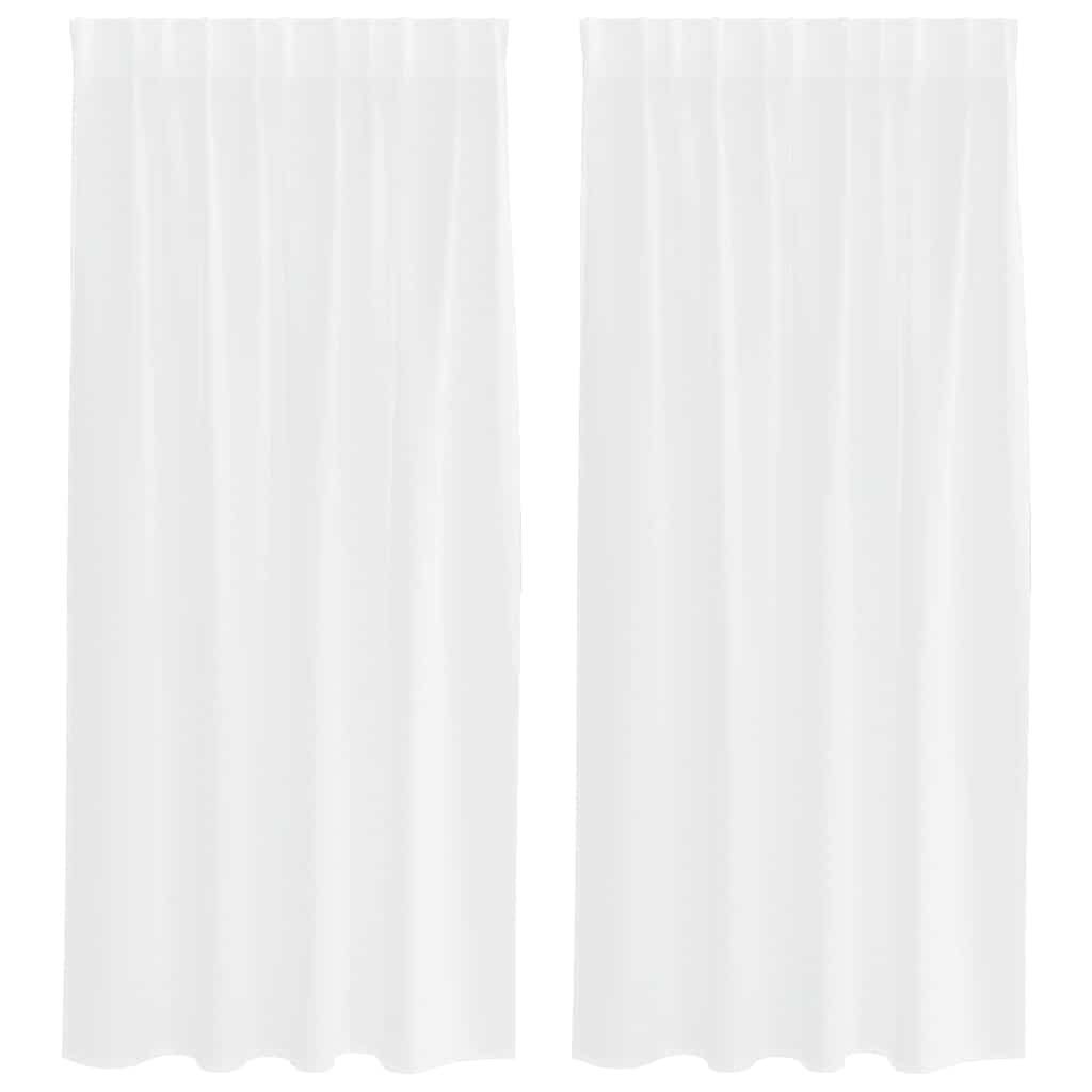 Voile zavjesa sa zavjesama 2 pcs Bijelo 175 x 140 cm Poliester