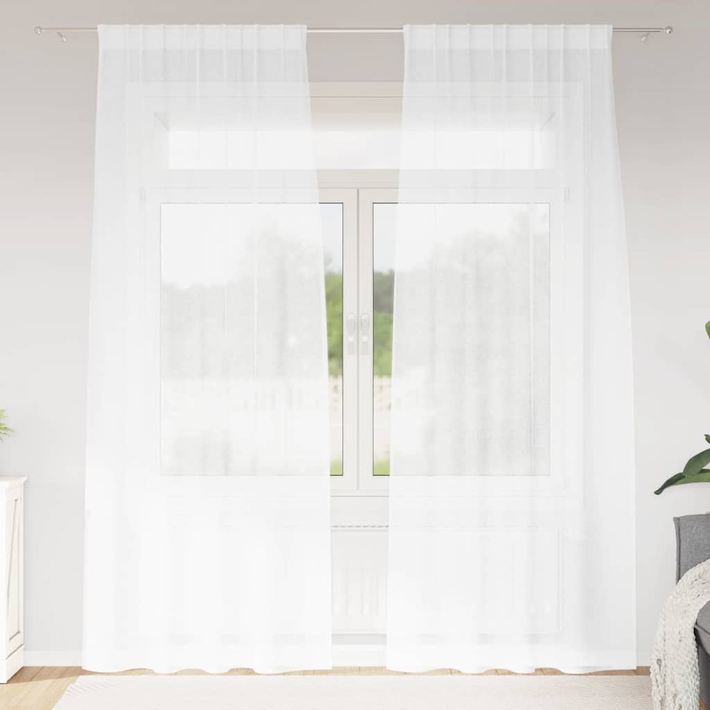 Voile zavjesa sa zavjesama 2 pcs Bijelo 245 x 140 cm Poliester