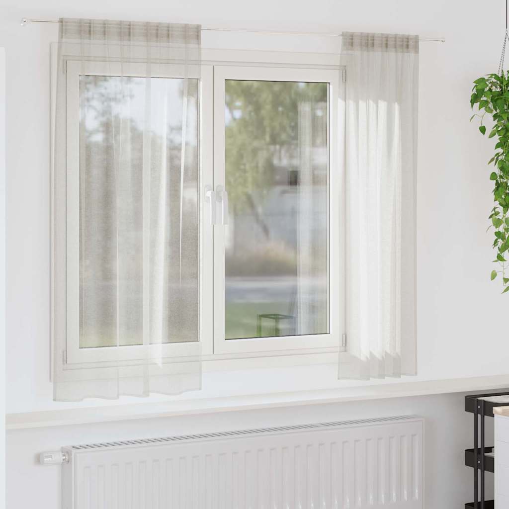 Voile zavjesa sa zavjesama 2 pcs Krema 175 x 140 cm Poliester