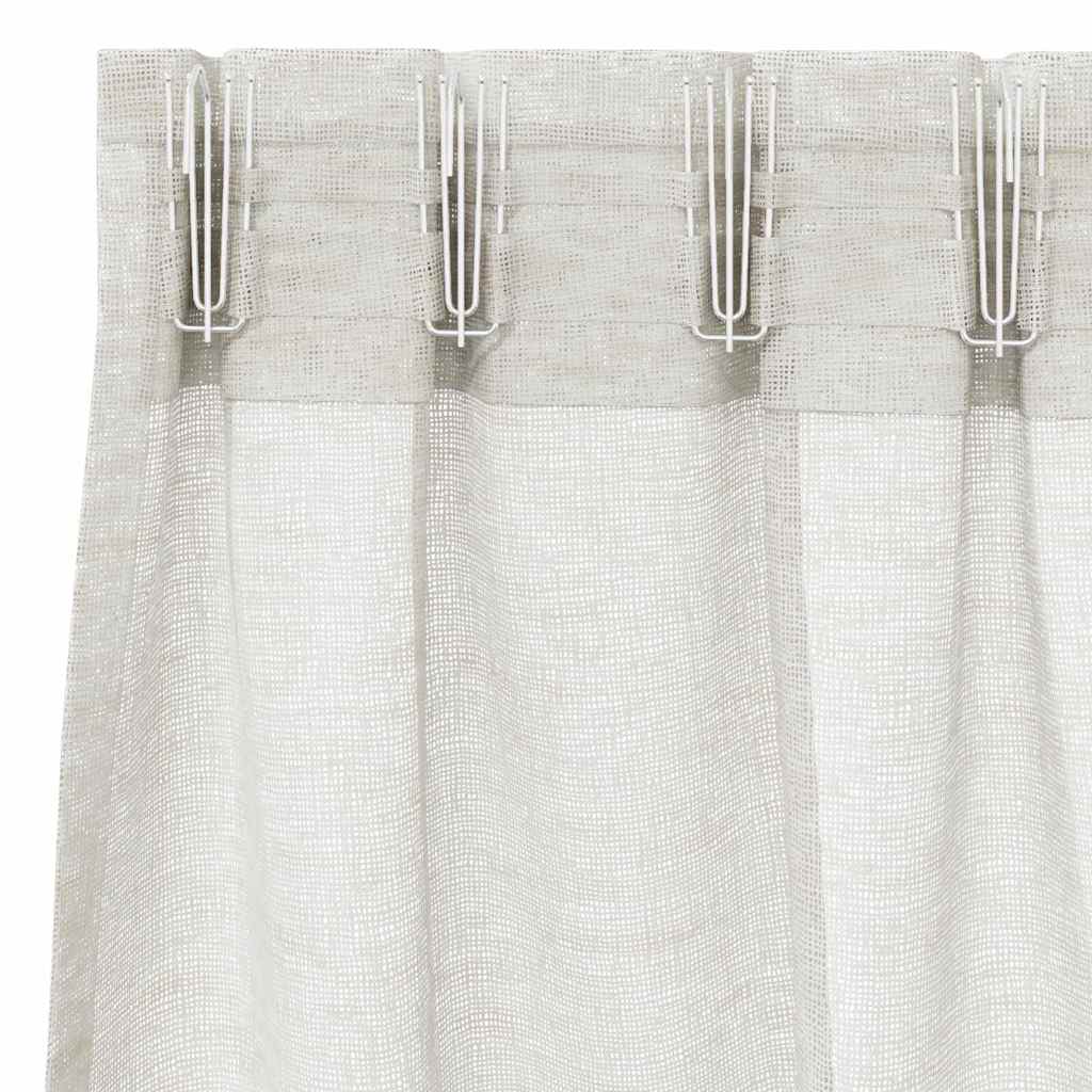 Voile zavjesa sa zavjesama 2 pcs Krema 225 x 140 cm Poliester