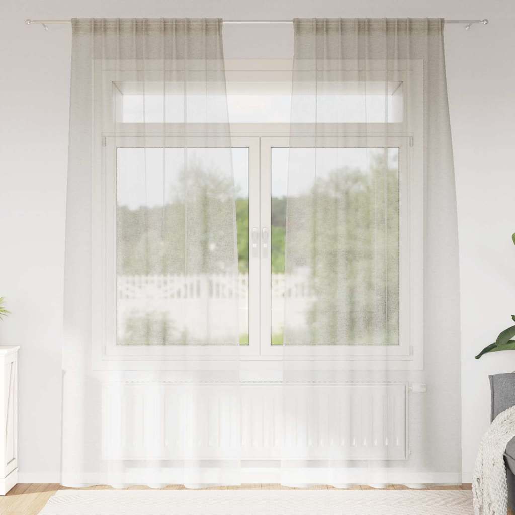 Voile zavjesa sa zavjesama 2 pcs Krema 225 x 140 cm Poliester