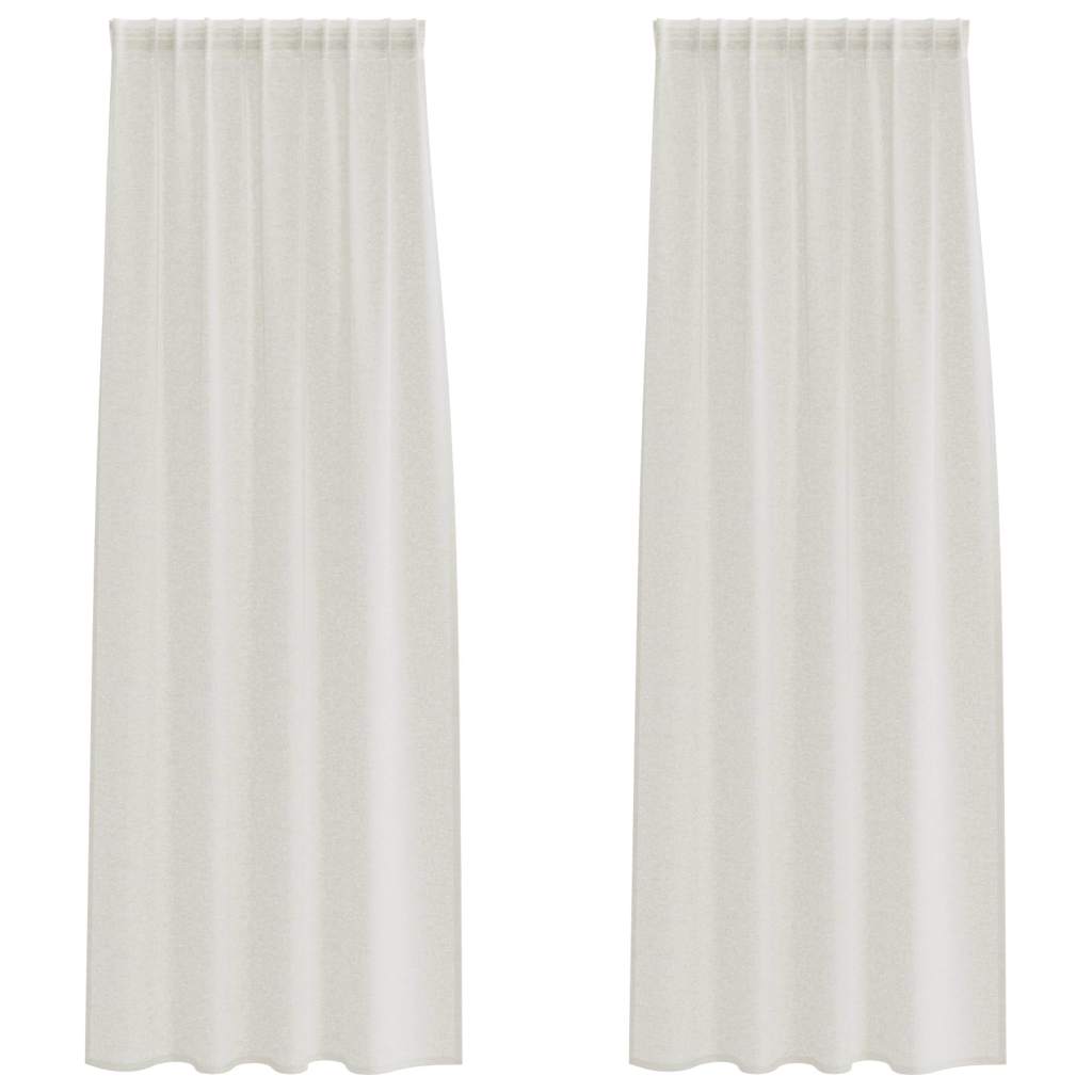 Voile zavjesa sa zavjesama 2 pcs Krema 225 x 140 cm Poliester