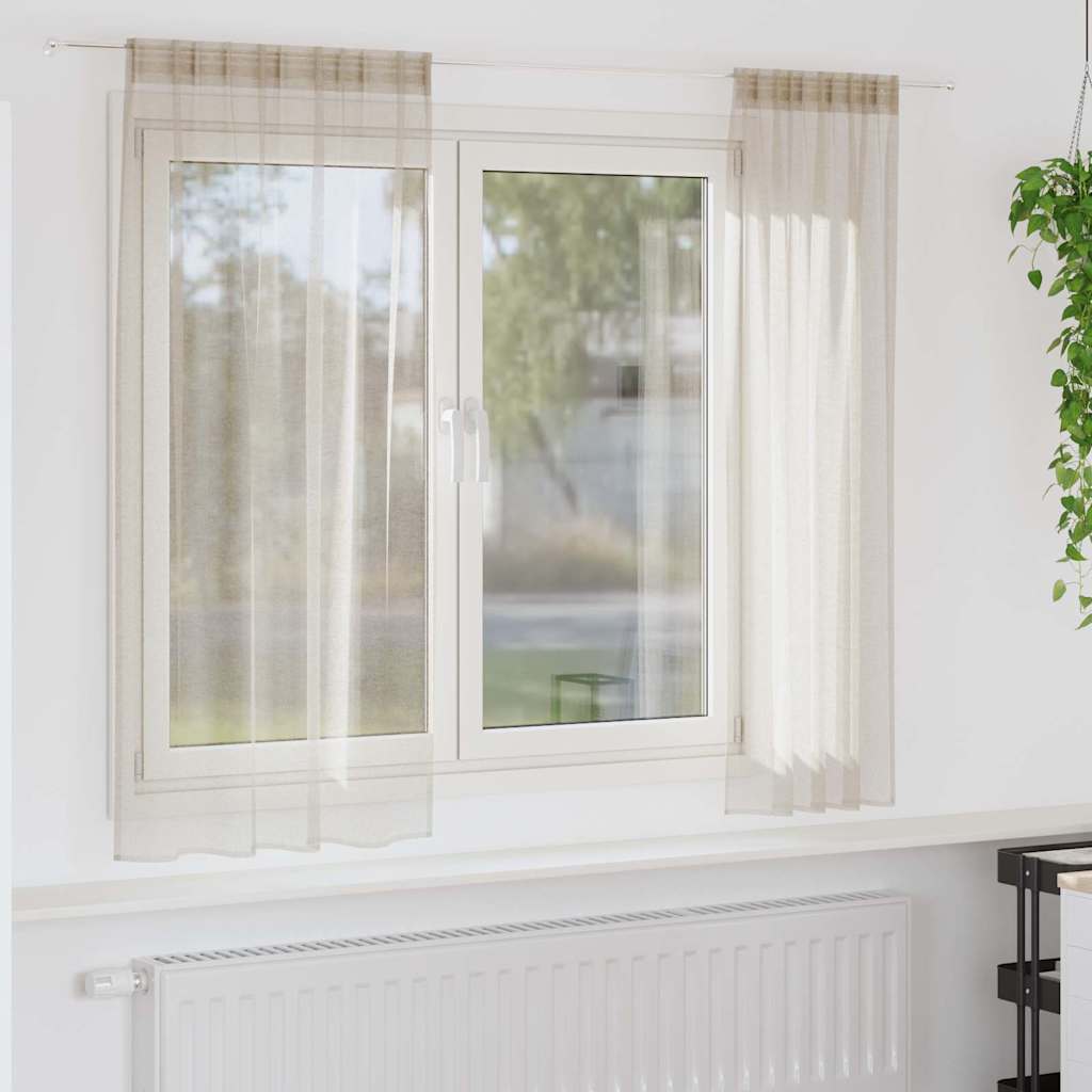 Voile zavjesa sa zavjesama 2 pcs Pijesak 175 x 140 cm Poliester