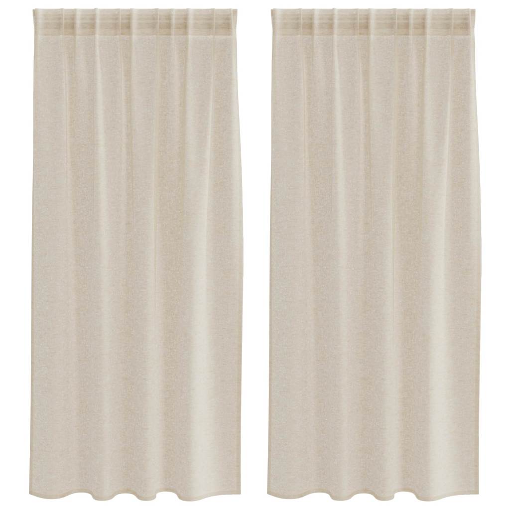 Voile zavjesa sa zavjesama 2 pcs Pijesak 175 x 140 cm Poliester
