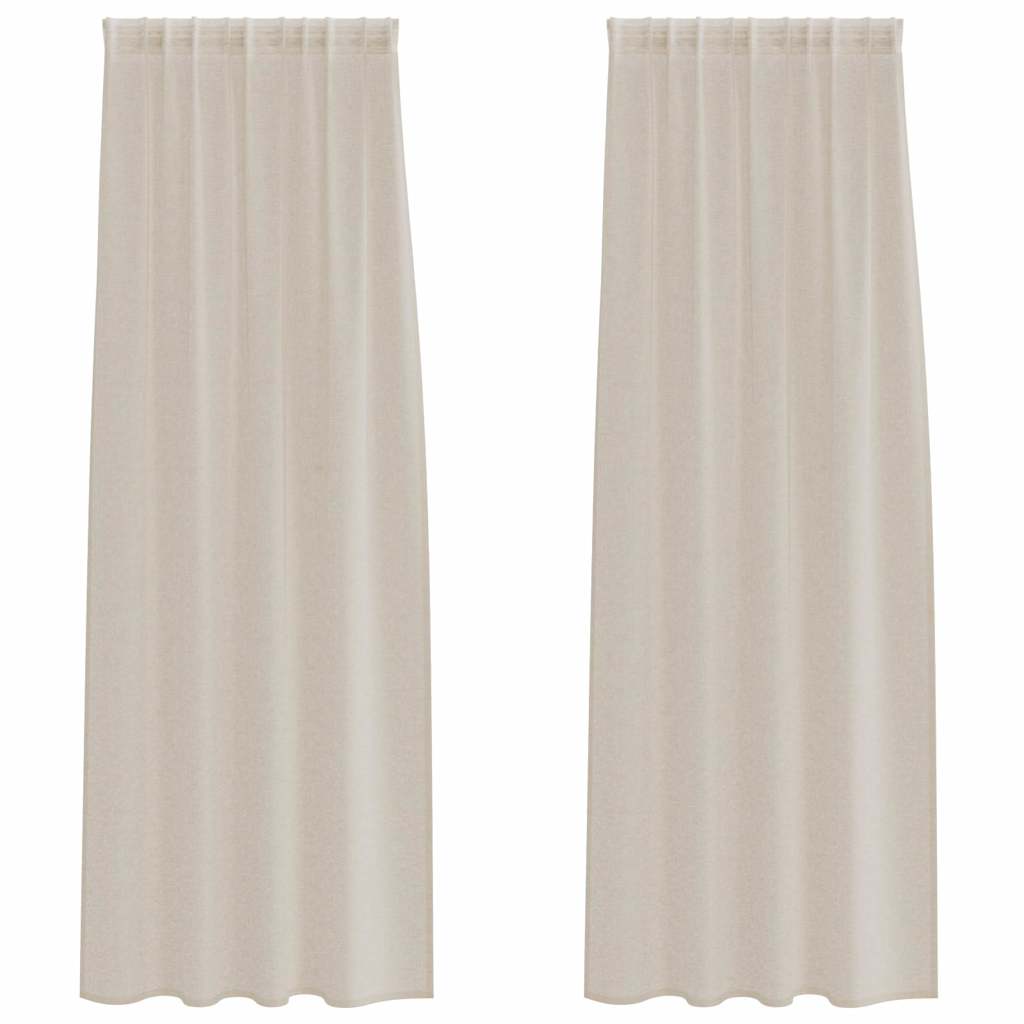 Voile zavjesa sa zavjesama 2 pcs Pijesak 245 x 140 cm Poliester