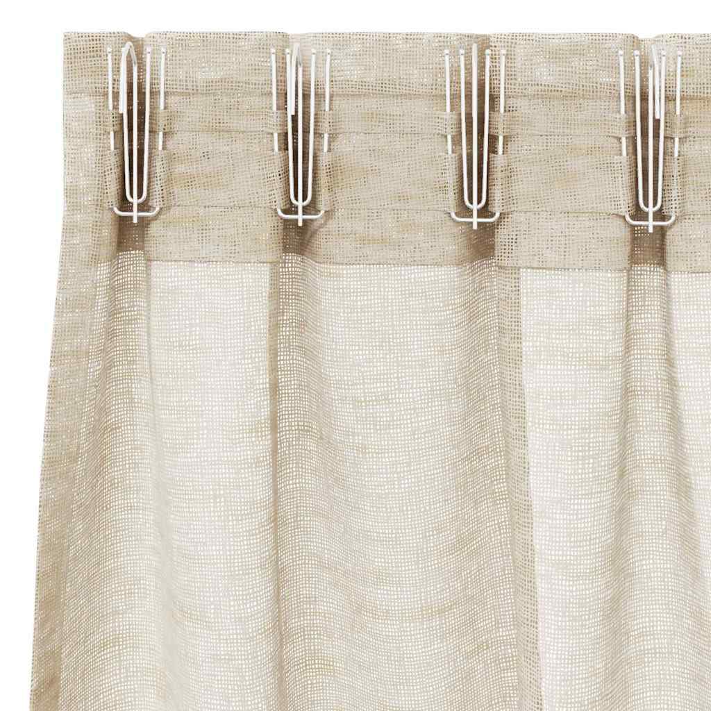 Voile zavjesa sa zavjesama 2 pcs Pijesak 260 x 140 cm Poliester