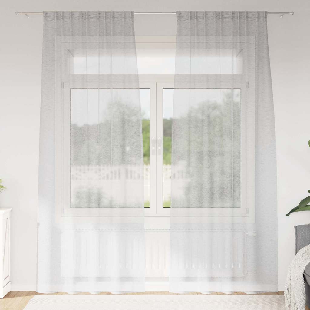 Voile zavjesa 2 pcs Svijetlo siva 225 x 140 cm Poliester