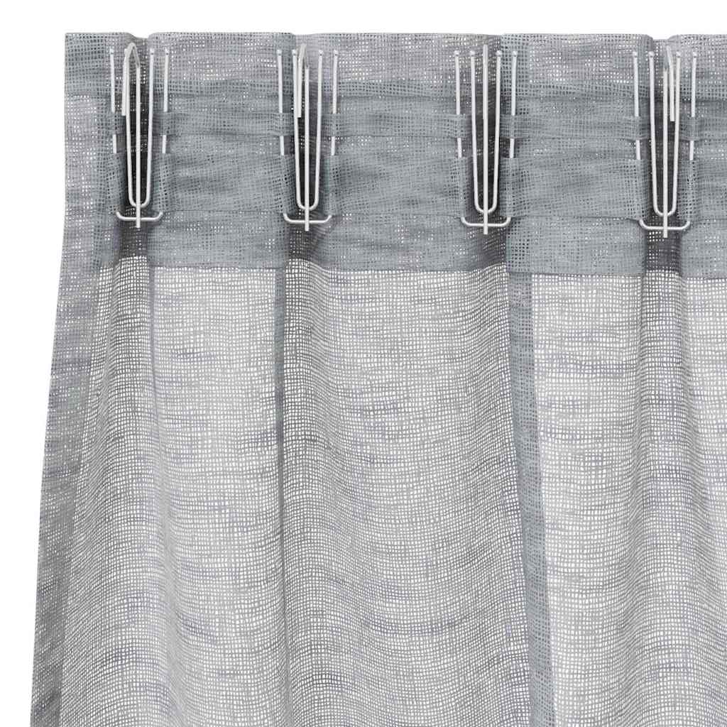 Voile zavjesa 2 pcs Tamno siva 140 x 140 cm Poliester