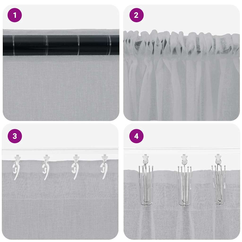 Voile zavjesa 2 pcs Tamno siva 175 x 140 cm Poliester