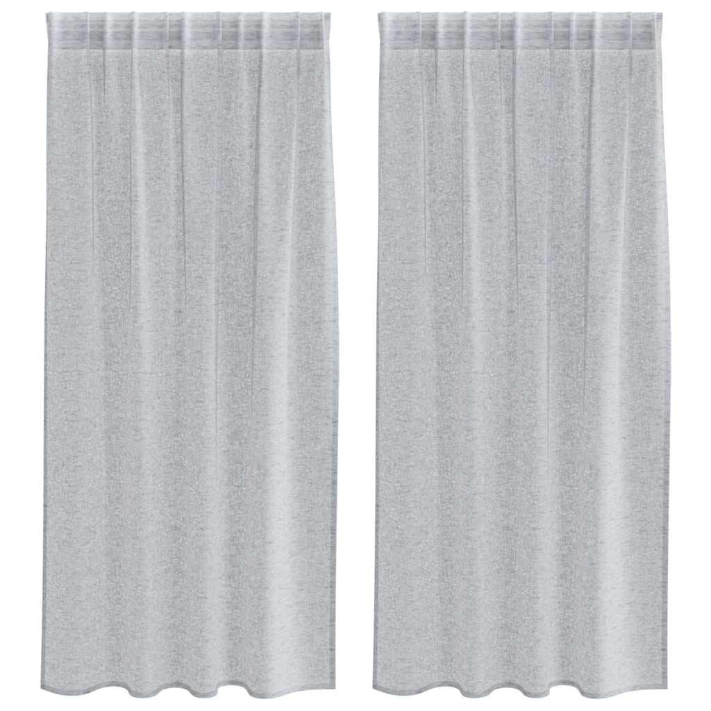 Voile zavjesa 2 pcs Tamno siva 175 x 140 cm Poliester