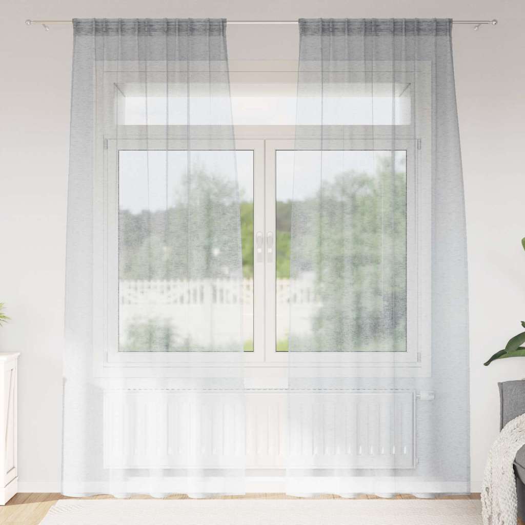 Voile zavjesa 2 pcs Tamno siva 260 x 140 cm Poliester