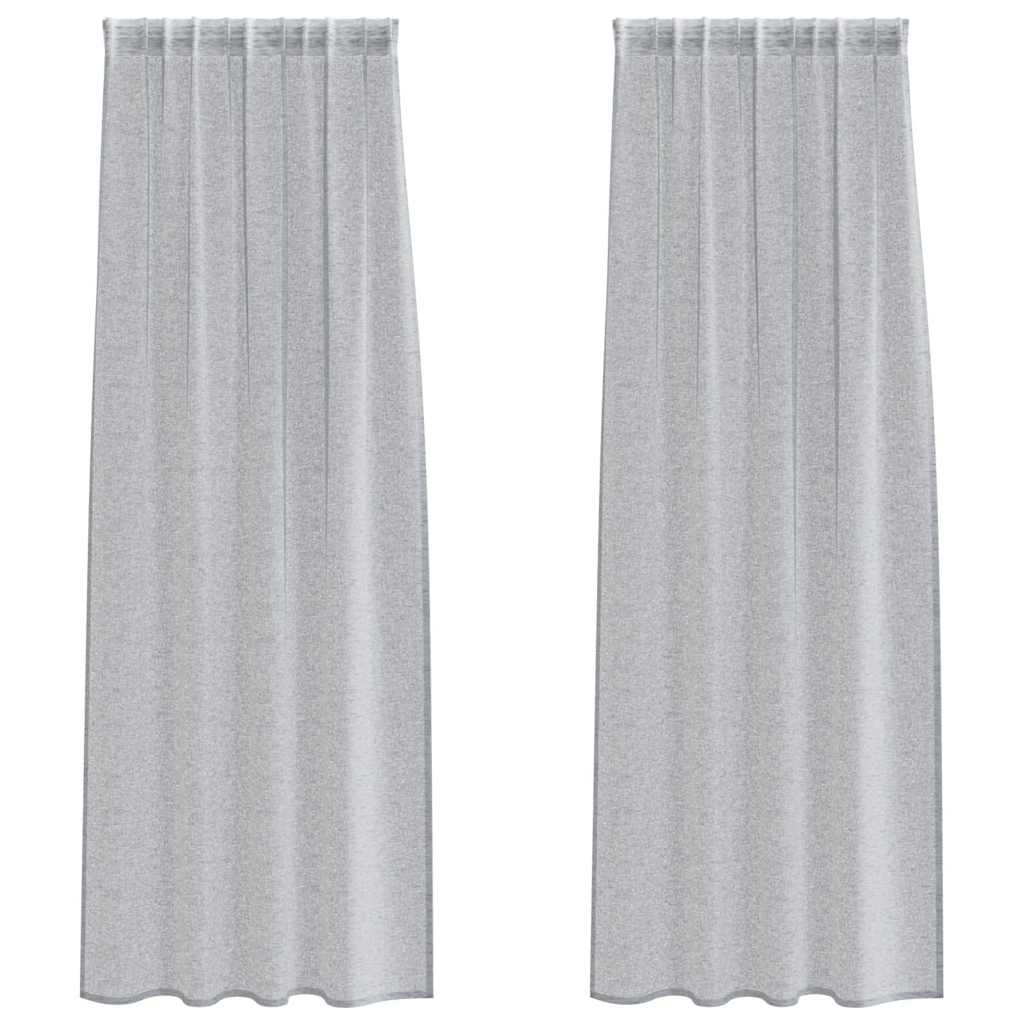 Voile zavjesa 2 pcs Tamno siva 260 x 140 cm Poliester
