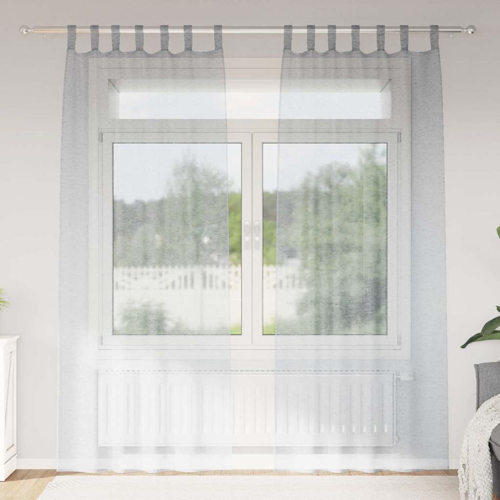 Voile zavjesa 2 pcs Tamno siva 245 x 140 cm Poliester