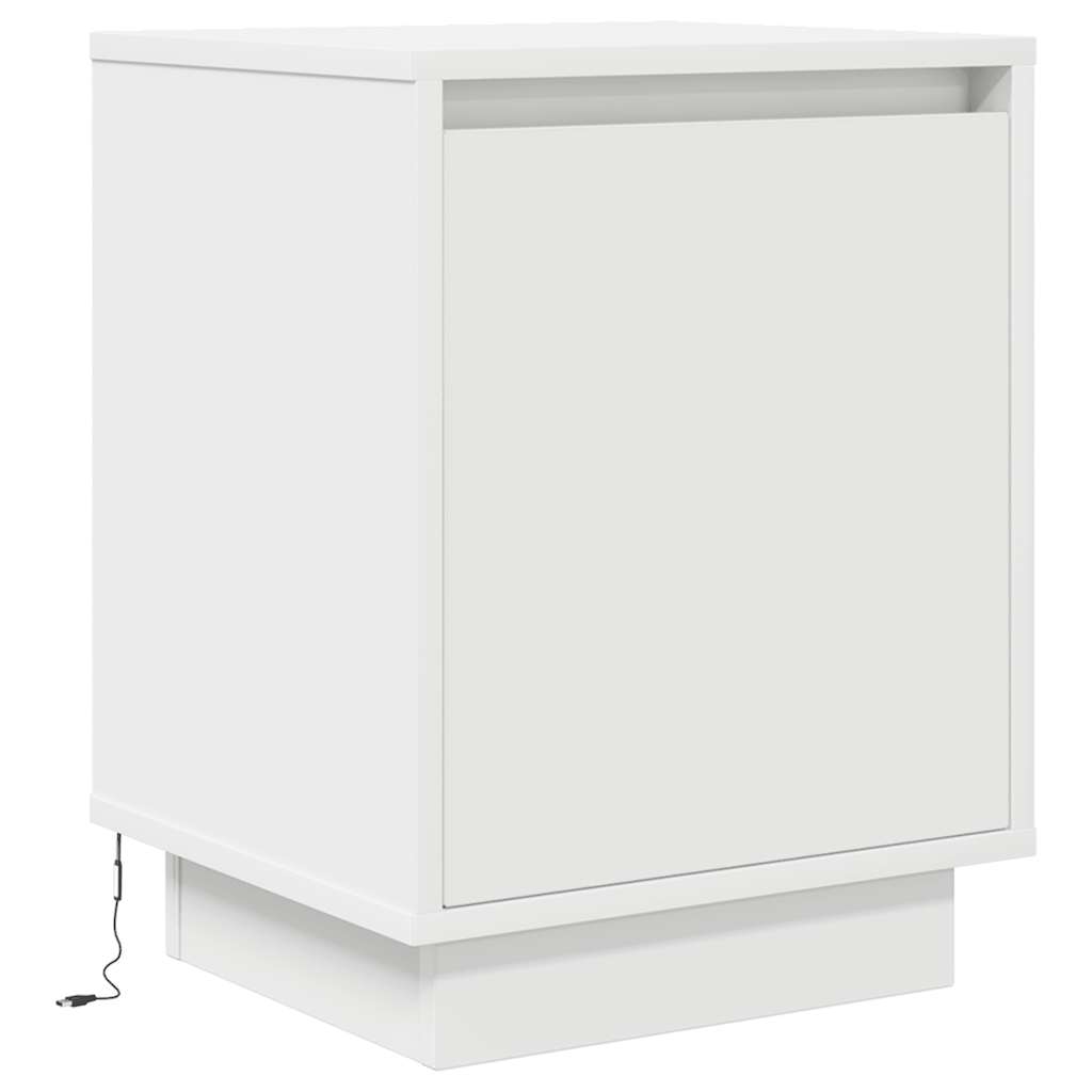 Noćni ormarić s LED svjetlima bijeli 38x34x50 cm