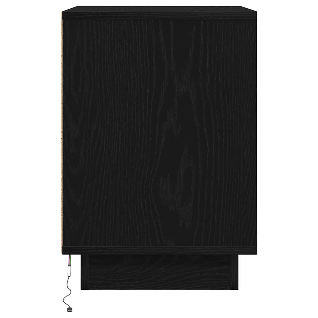 Noćni ormarić s LED svjetlima crni 38x34x50 cm