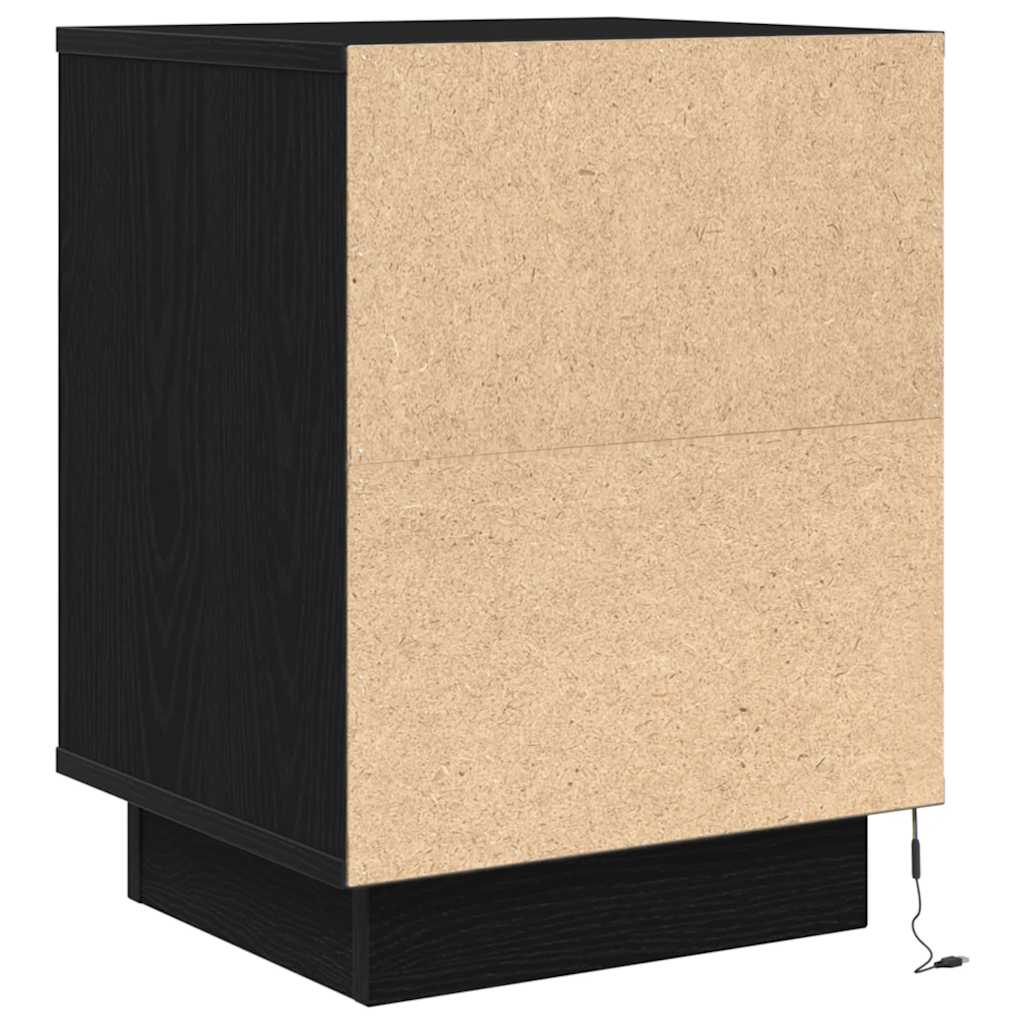 Noćni ormarić s LED svjetlima crni 38x34x50 cm