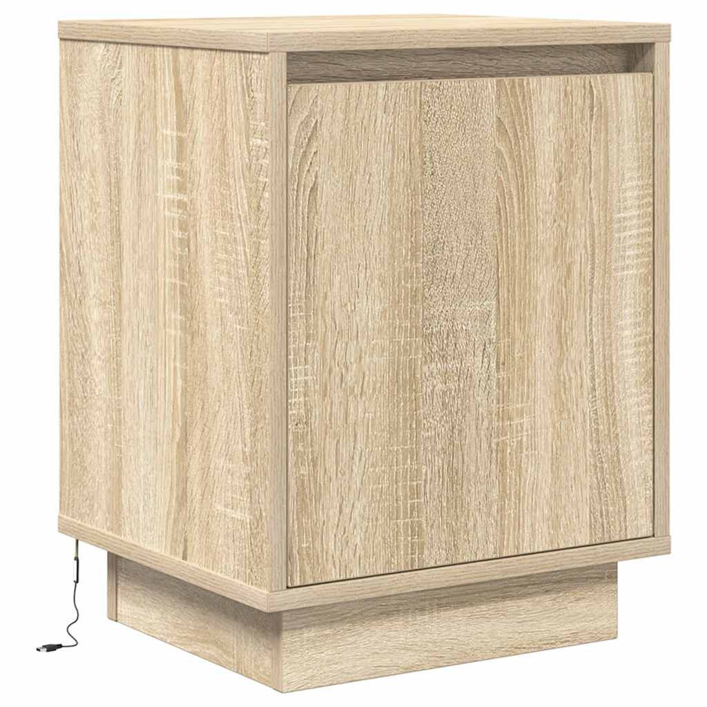 Noćni ormarić s LED svjetlima boja hrasta sonome 38x34x50 cm