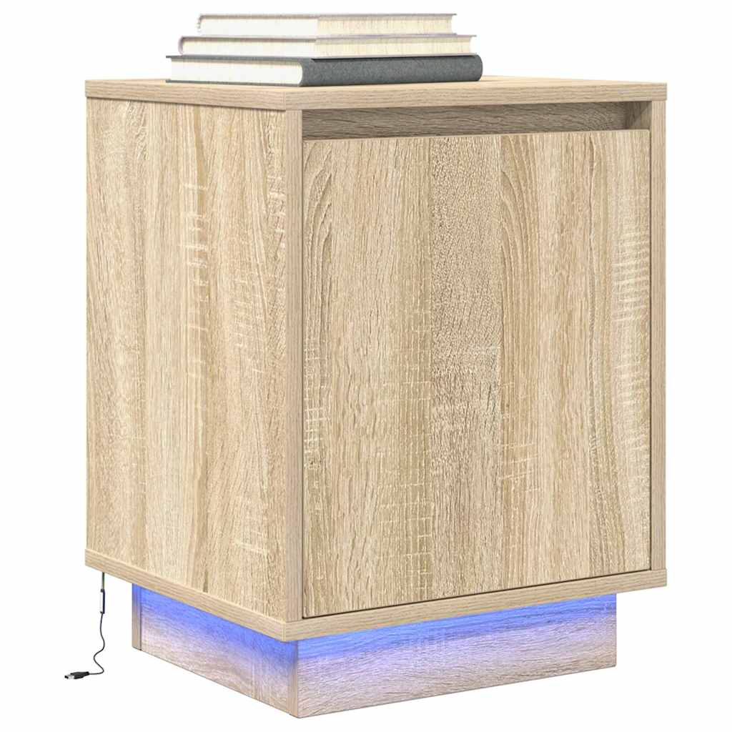 Noćni ormarić s LED svjetlima boja hrasta sonome 38x34x50 cm