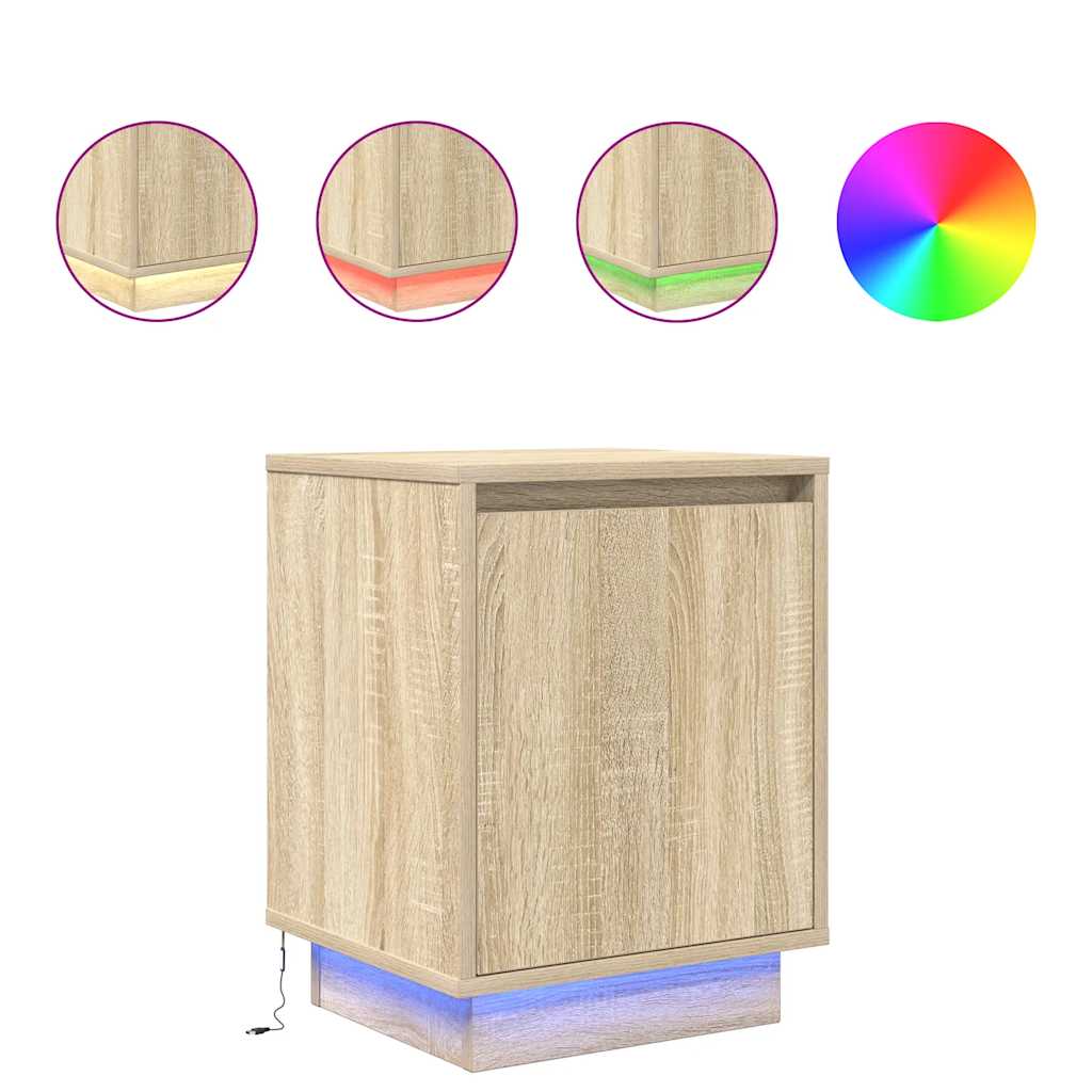 Noćni ormarići s LED svjetlima 2 kom boja hrasta 38x34x50 cm