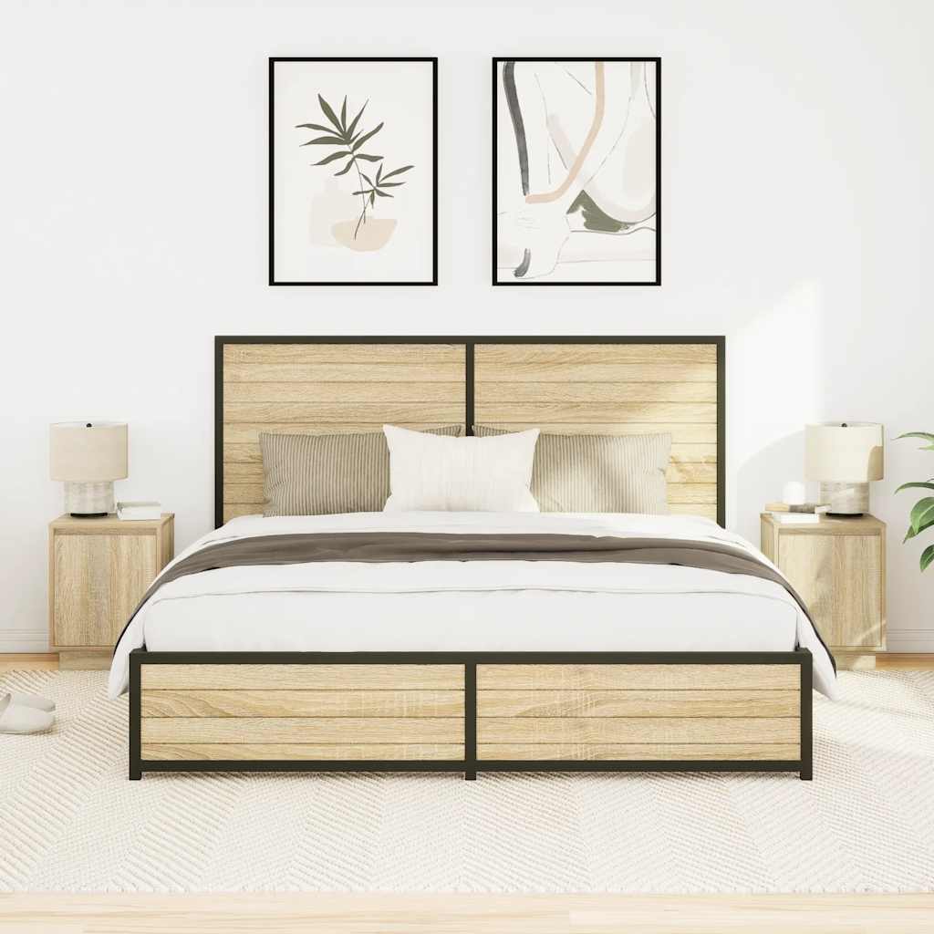 Noćni ormarići s LED svjetlima 2 kom boja hrasta 38x34x50 cm