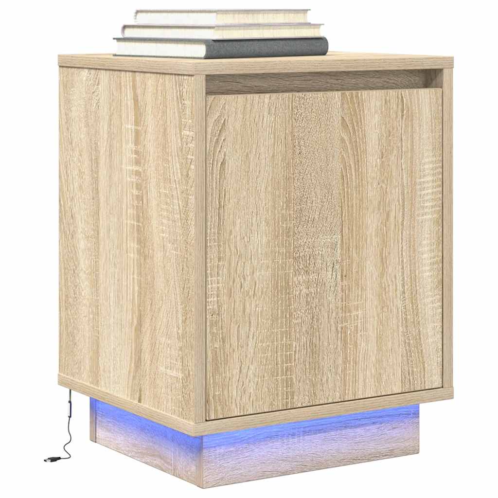 Noćni ormarići s LED svjetlima 2 kom boja hrasta 38x34x50 cm