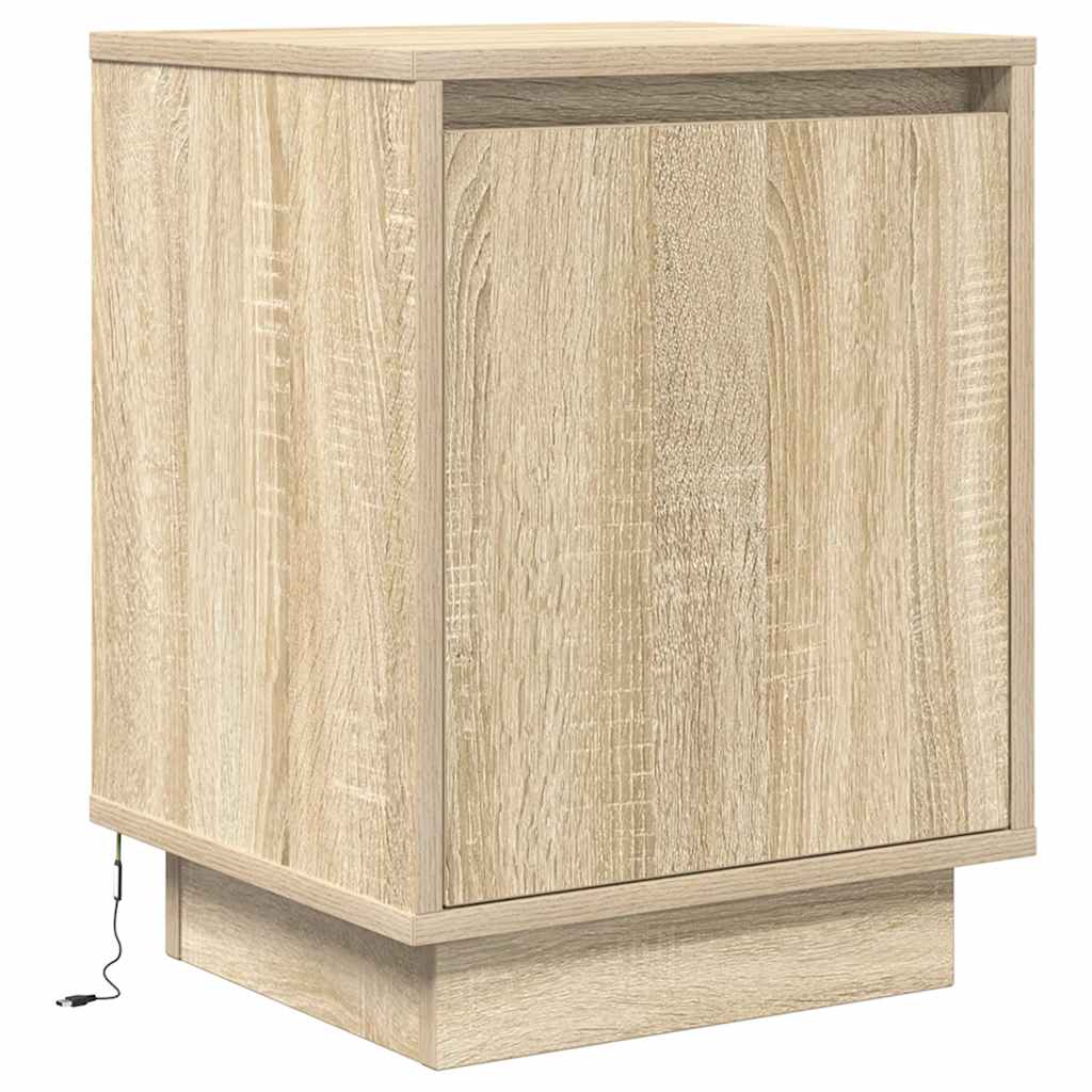 Noćni ormarići s LED svjetlima 2 kom boja hrasta 38x34x50 cm