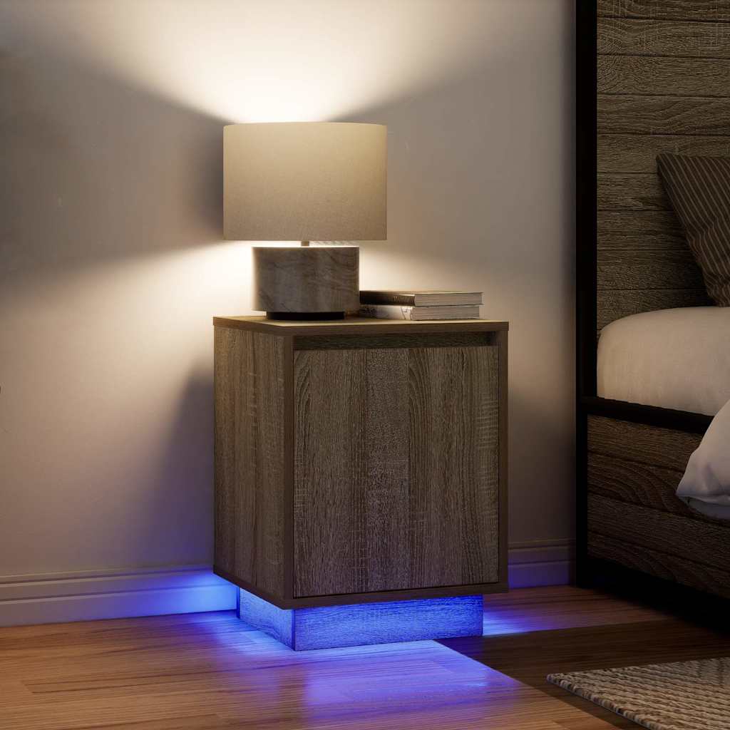 Noćni ormarići s LED svjetlima 2 kom boja hrasta 38x34x50 cm