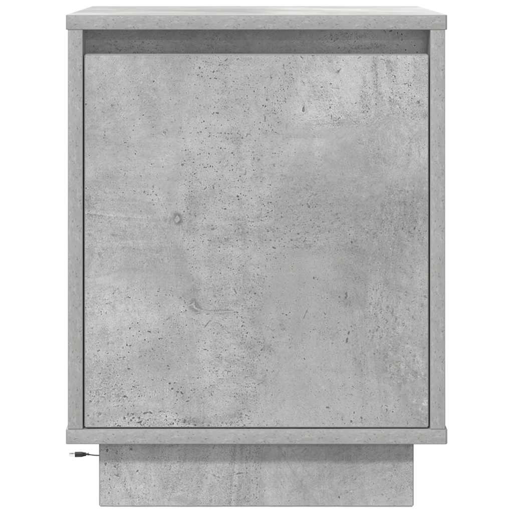 Noćni ormarić s LED svjetlima siva boja betona 38x34x50 cm