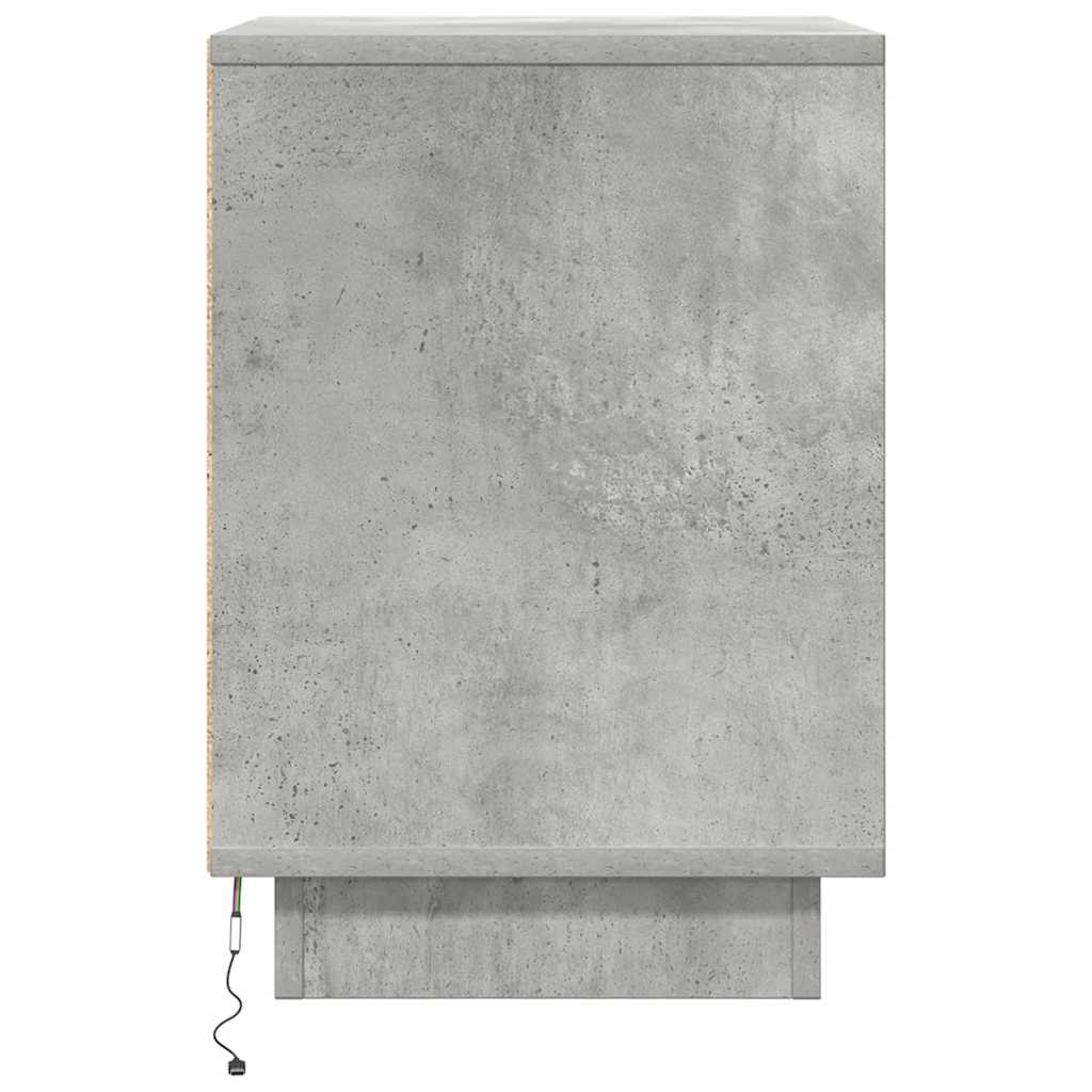 Noćni ormarić s LED svjetlima siva boja betona 38x34x50 cm