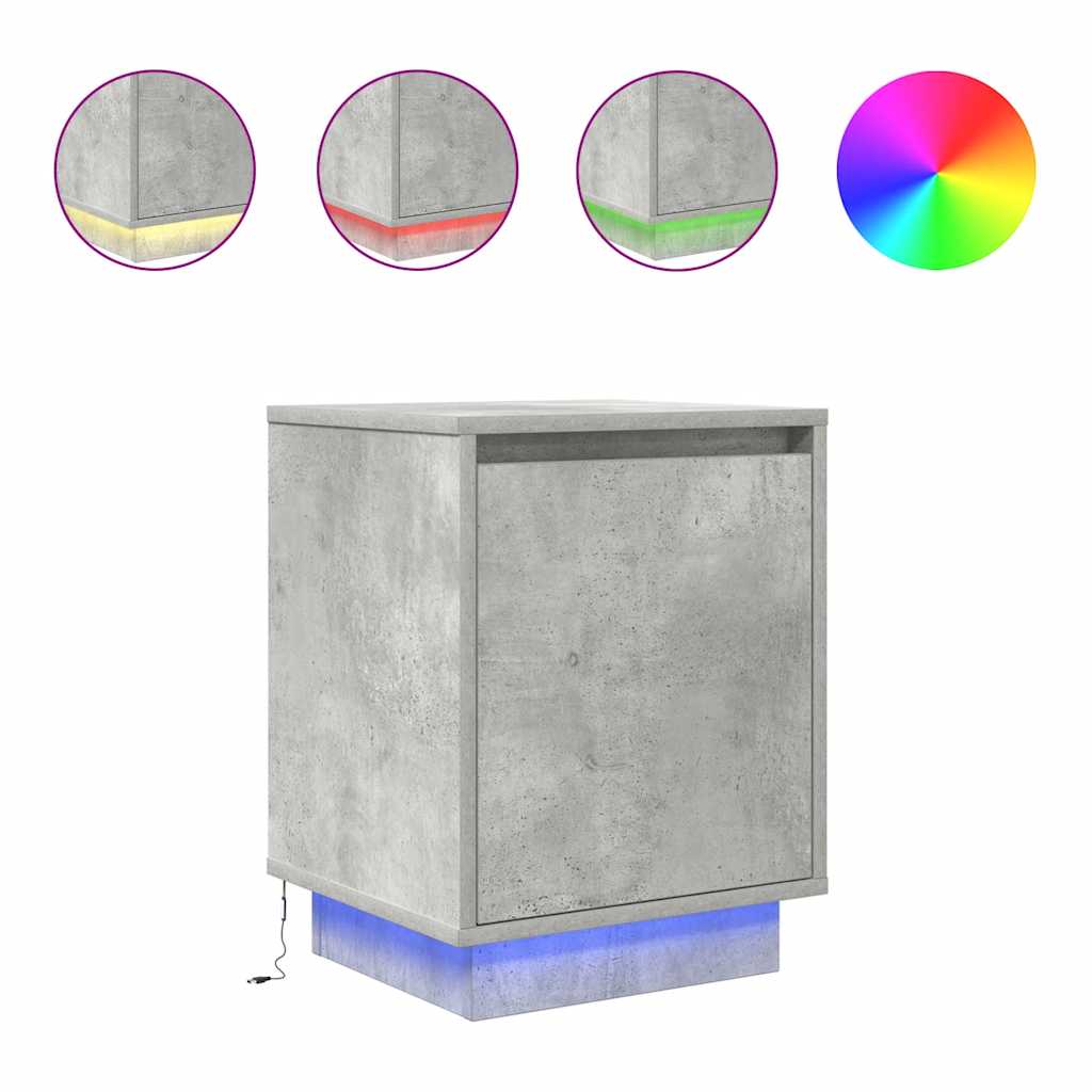 Noćni ormarići s LED svjetlima 2 kom boja betona 38x34x50 cm