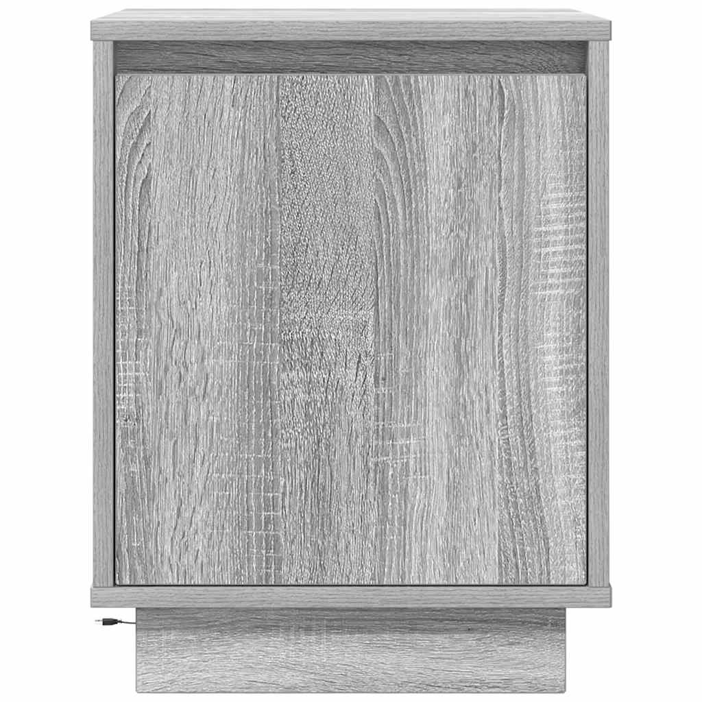 Noćni ormarić s LED svjetlima siva boja hrasta 38x34x50 cm