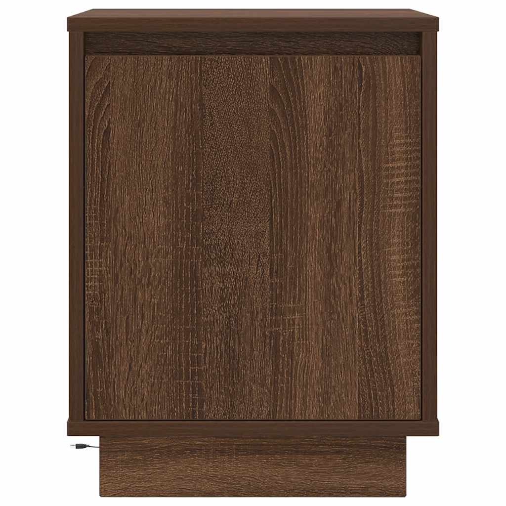 Noćni ormarić s LED svjetlima smeđi hrast 38x34x50 cm