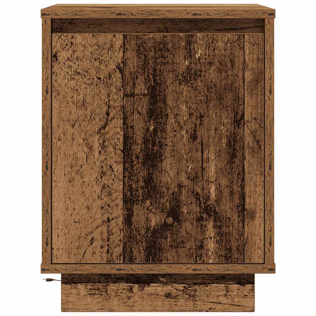 Noćni ormarić s LED svjetlima boja drva 38x34x50 cm